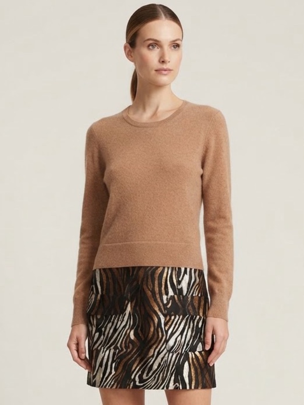 Equipment Sz XS Shirley Layered Cashmere Silk Zebra Sweater Dress